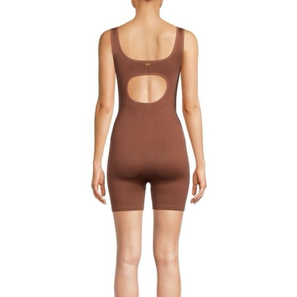 L Space Brown Ribbed Scoopneck Cutout Romper Seamless Brown Bodysuit M/L - Picture 2 of 5